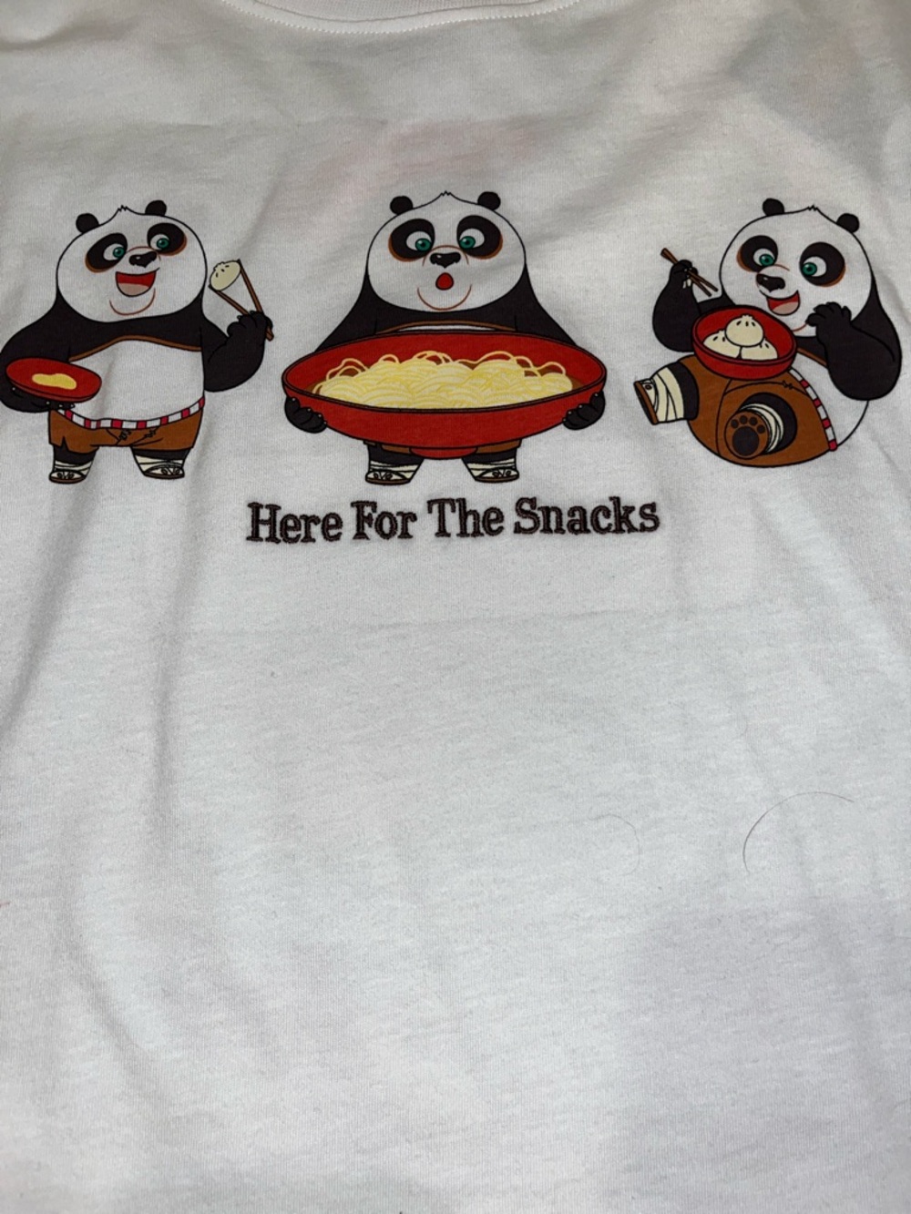 Primark White Panda 'Here For The Snacks' Short Sleeve Tee
